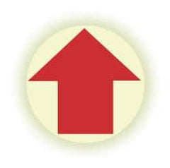 NMC - Anti-Skid Polyester Floor Sign - Round, Red on Glow (Yellow), Adhesive Backed, For Exit, Entrance & Directional - Industrial Tool & Supply
