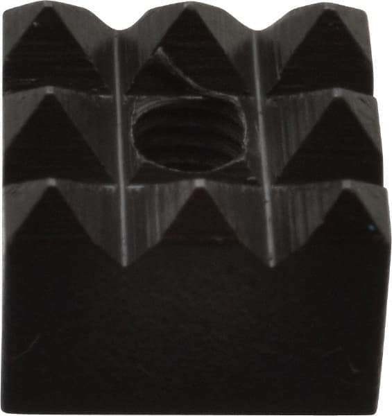 Fairlane - 1/2" Square, 10-32 Thread, 3/8" High, Coarse Tooth Grade, Diamond Serration, High Speed Steel, Square Positioning Gripper - 0.03 x 45A° Chamfer, Black Oxide Finish - Industrial Tool & Supply