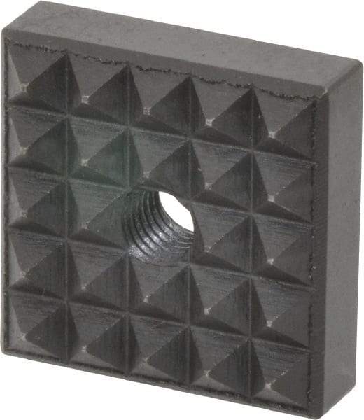 Fairlane - 1" Square, 1/4-28 Thread, 3/8" High, Coarse Tooth Grade, Diamond Serration, High Speed Steel, Square Positioning Gripper - 0.03 x 45A° Chamfer, Black Oxide Finish - Industrial Tool & Supply