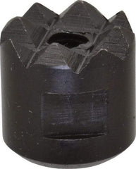 Fairlane - 10-32 Thread, 1/2" Diam, 1/2" High, Threaded, Coarse Tooth Grade Diamond Serration Tooth Pattern, High Speed Steel, Round Positioning Gripper - 3/16" Flat Width, Black Oxide Coated - Industrial Tool & Supply