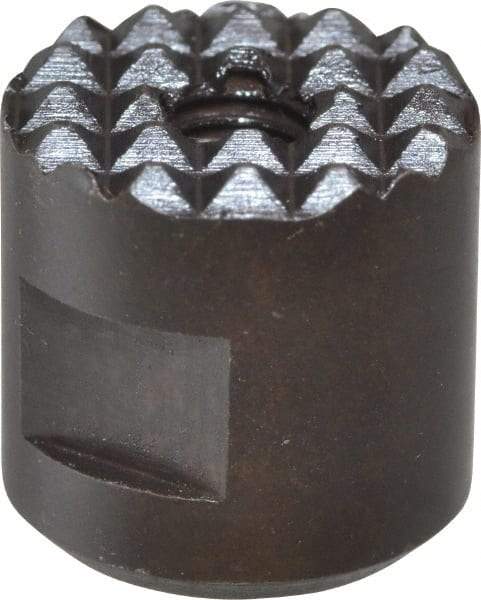 Fairlane - 10-32 Thread, 1/2" Diam, 1/2" High, Threaded, Extra Fine Tooth Grade Diamond Serration Tooth Pattern, High Speed Steel, Round Positioning Gripper - 3/16" Flat Width, Black Oxide Coated - Industrial Tool & Supply
