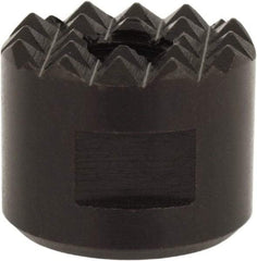 Fairlane - 1/4-28 Thread, 5/8" Diam, 1/2" High, Threaded, Fine Tooth Grade Diamond Serration Tooth Pattern, High Speed Steel, Round Positioning Gripper - 3/16" Flat Width, Black Oxide Coated - Industrial Tool & Supply