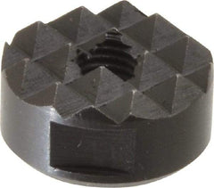 Fairlane - 1/4-28 Thread, 3/4" Diam, 3/8" High, Threaded, Coarse Tooth Grade Diamond Serration Tooth Pattern, High Speed Steel, Round Positioning Gripper - 3/16" Flat Width, Black Oxide Coated - Industrial Tool & Supply