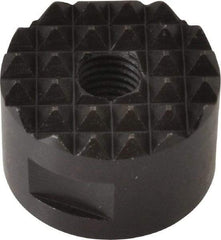 Fairlane - 1/4-28 Thread, 3/4" Diam, 1/2" High, Threaded, Fine Tooth Grade Diamond Serration Tooth Pattern, High Speed Steel, Round Positioning Gripper - 3/16" Flat Width, Black Oxide Coated - Industrial Tool & Supply