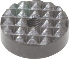 Fairlane - 1/4-28 Thread, 1" Diam, 3/8" High, Threaded, Coarse Tooth Grade Diamond Serration Tooth Pattern, High Speed Steel, Round Positioning Gripper - 3/16" Flat Width, Black Oxide Coated - Industrial Tool & Supply