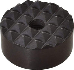 Fairlane - 1/4-28 Thread, 1" Diam, 1/2" High, Threaded, Coarse Tooth Grade Diamond Serration Tooth Pattern, High Speed Steel, Round Positioning Gripper - 3/16" Flat Width, Black Oxide Coated - Industrial Tool & Supply