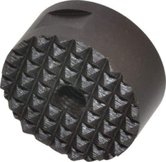 Fairlane - 1/4-28 Thread, 1" Diam, 1/2" High, Threaded, Fine Tooth Grade Diamond Serration Tooth Pattern, High Speed Steel, Round Positioning Gripper - 3/16" Flat Width, Black Oxide Coated - Industrial Tool & Supply