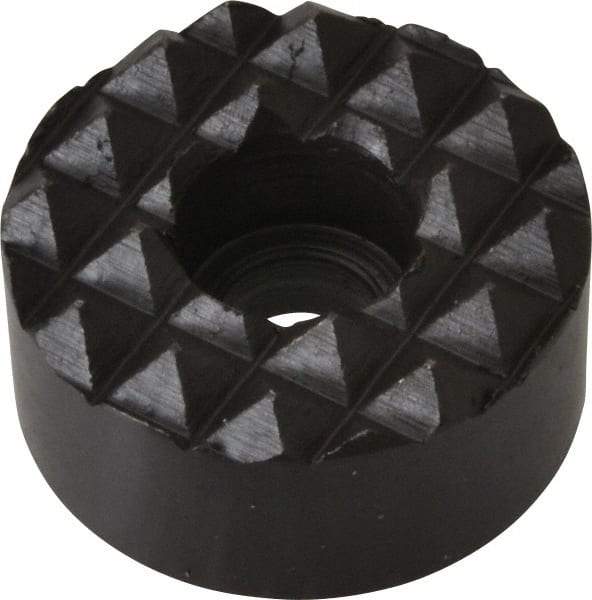 Fairlane - 1" Diam, 1/2" High, 1/4 C Bore SHCS, Counterbored, Coarse Tooth Grade Diamond Serration Tooth Pattern, High Speed Steel, Round Positioning Gripper - Black Oxide Coated - Industrial Tool & Supply