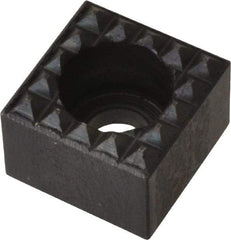 Fairlane - 1/2" Square, 3/8" High, #10 C Bore SHCS Size, Extra Fine Tooth Grade, Diamond Serration, High Speed Steel, Square Positioning Gripper - 0.03 x 45A° Chamfer, 1/4" Counterbore Depth, Black Oxide Finish - Industrial Tool & Supply