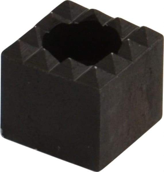 Fairlane - 1/2" Square, 1/2" High, #10 C Bore SHCS Size, Fine Tooth Grade, Diamond Serration, High Speed Steel, Square Positioning Gripper - 0.03 x 45A° Chamfer, 1/4" Counterbore Depth, Black Oxide Finish - Industrial Tool & Supply