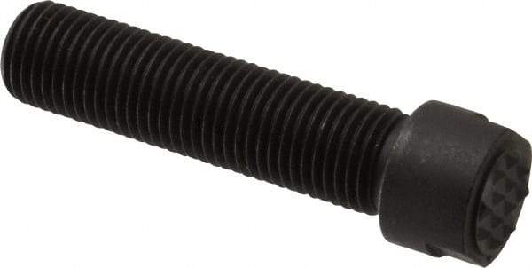 Fairlane - Serrated Tooth, 3/8-24, 1/8" Internal Hex, 1-1/2" Shank Length, 1-1/2" Thread Length, Black Oxide Finish, Round Head, Adjustable Positioning Gripper - 3/8" Pad Diam, 1/2" Hex, 0.15" Head Height, Extra Fine Tooth Grade - Industrial Tool & Supply