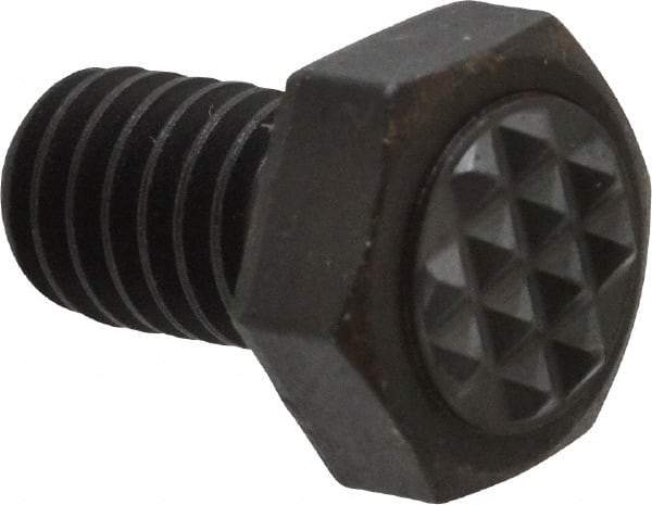 Fairlane - Serrated Tooth, 5/16-18, 1/2" Shank Length, 1/2" Thread Length, Black Oxide Finish, Hex Head, Adjustable Positioning Gripper - 3/8" Pad Diam, 1/2" Hex, 1/4" Head Height, Extra Fine Tooth Grade - Industrial Tool & Supply