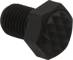 Fairlane - Serrated Tooth, 3/8-24, 1/2" Shank Length, 1/2" Thread Length, Black Oxide Finish, Hex Head, Adjustable Positioning Gripper - 1/2" Pad Diam, 9/16" Hex, 9/32" Head Height, Fine Tooth Grade - Industrial Tool & Supply