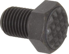 Fairlane - Serrated Tooth, 3/8-24, 1/2" Shank Length, 1/2" Thread Length, Black Oxide Finish, Hex Head, Adjustable Positioning Gripper - 1/2" Pad Diam, 9/16" Hex, 9/32" Head Height, Extra Fine Tooth Grade - Industrial Tool & Supply