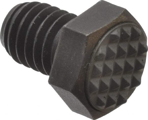 Fairlane - Serrated Tooth, 3/8-16, 1/2" Shank Length, 1/2" Thread Length, Black Oxide Finish, Hex Head, Adjustable Positioning Gripper - 1/2" Pad Diam, 9/16" Hex, 9/32" Head Height, Extra Fine Tooth Grade - Industrial Tool & Supply