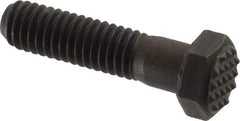 Fairlane - Serrated Tooth, 3/8-16, 1-1/2" Shank Length, 1-1/8" Thread Length, Black Oxide Finish, Hex Head, Adjustable Positioning Gripper - 1/2" Pad Diam, 9/16" Hex, 9/32" Head Height, Extra Fine Tooth Grade - Industrial Tool & Supply