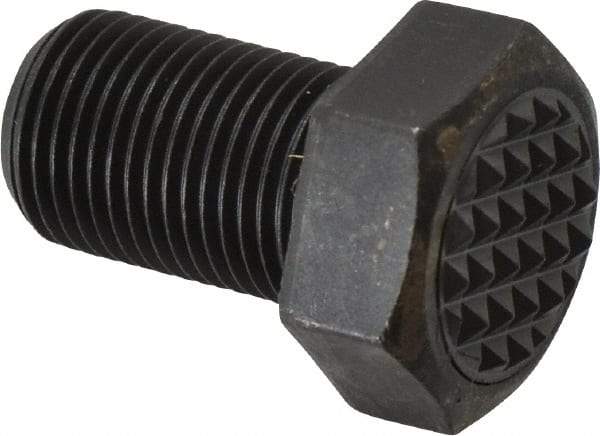 Fairlane - Serrated Tooth, 5/8-18, 1" Shank Length, 1" Thread Length, Black Oxide Finish, Hex Head, Adjustable Positioning Gripper - 3/4" Pad Diam, 15/16" Hex, 7/16" Head Height, Fine Tooth Grade - Industrial Tool & Supply