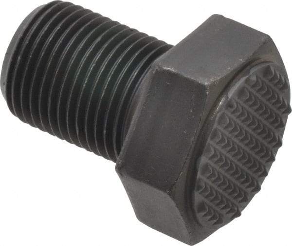 Fairlane - Serrated Tooth, 3/4-16, 1" Shank Length, 1" Thread Length, Black Oxide Finish, Hex Head, Adjustable Positioning Gripper - 1" Pad Diam, 1-1/8" Hex, 1/2" Head Height, Extra Fine Tooth Grade - Industrial Tool & Supply