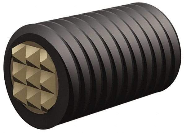 Fairlane - Serrated Tooth, 5/8-18, 5/16" Internal Hex, 1" Thread Length, Black Oxide Finish, Fully Threaded, Adjustable Positioning Gripper - 1/2" Pad Diam, Fine Tooth Grade - Industrial Tool & Supply