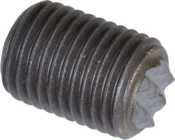 Fairlane - Serrated Tooth, 3/8-24, 3/16" Internal Hex, 1/2" Thread Length, Black Oxide Finish, Fully Threaded, Adjustable Positioning Gripper - 1/4" Pad Diam, Extra Fine Tooth Grade - Industrial Tool & Supply