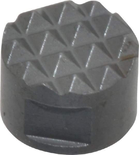 Fairlane - 10-32 Thread, 1/2" Diam, 3/8" High, Threaded, Fine Tooth Grade Diamond Serration Tooth Pattern, Solid Carbide, Round Positioning Gripper - 3/16" Flat Width, Uncoated - Industrial Tool & Supply