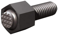 Fairlane - 1/4-20, 1" Thread Length, 1/4" Ball Diam, Serrated Ball Pad Surface, Alloy Steel, Black Oxide, Hex Head, Swivel Action Gripper Assemblies - 3/8" Head Height, 7/16" Hex, 1/4" Contact Diam, High Speed Steel Ball - Industrial Tool & Supply