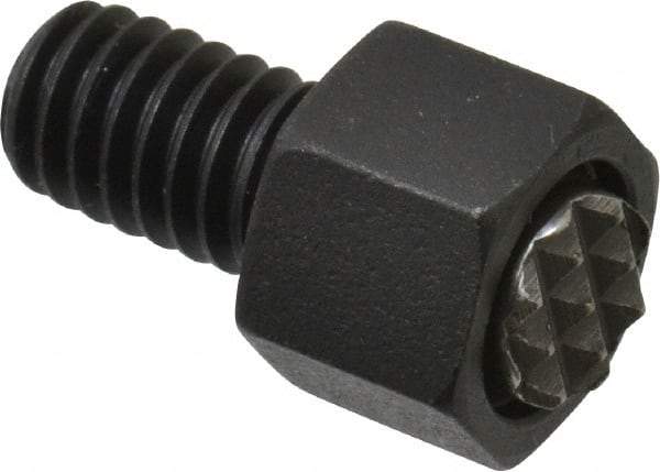 Fairlane - 5/16-18, 1/2" Thread Length, 5/16" Ball Diam, Serrated Ball Pad Surface, Alloy Steel, Black Oxide, Hex Head, Swivel Action Gripper Assemblies - 7/16" Head Height, 1/2" Hex, 5/16" Contact Diam, High Speed Steel Ball - Industrial Tool & Supply