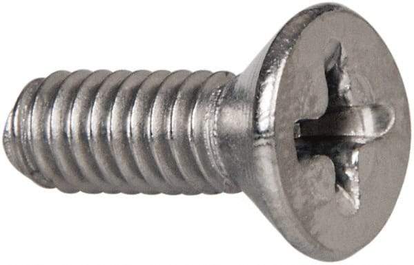 Value Collection - #8-32 UNC, 1/2" OAL Phillips Drive Machine Screw - Flat Head, Grade 316 Stainless Steel, Uncoated, Without Washer - Industrial Tool & Supply