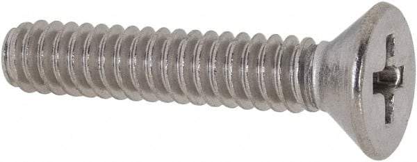Value Collection - #10-24 UNC, 1" OAL Phillips Drive Machine Screw - Flat Head, Grade 316 Stainless Steel, Uncoated, Without Washer - Industrial Tool & Supply