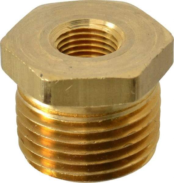 Eaton - 1/2 Male Thread x 1/8 Female Thread, Brass Industrial Pipe Hex Bushing - MNPTF x FNPTF, 1,200 psi - Industrial Tool & Supply