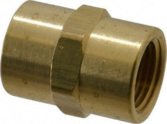 Eaton - 1/2 Female Thread, Brass Industrial Pipe Coupling - FNPTF, 1,200 psi - Industrial Tool & Supply