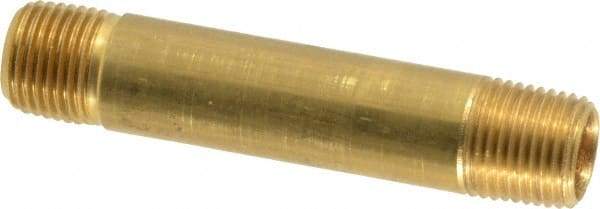 Eaton - 1/8 Male Thread, Brass Industrial Pipe Long Nipple - MNPTF, 1,200 psi - Industrial Tool & Supply
