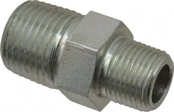 Eaton - 1/2 x 3/8 Male Thread, Steel Industrial Pipe Hex Nipple - Industrial Tool & Supply