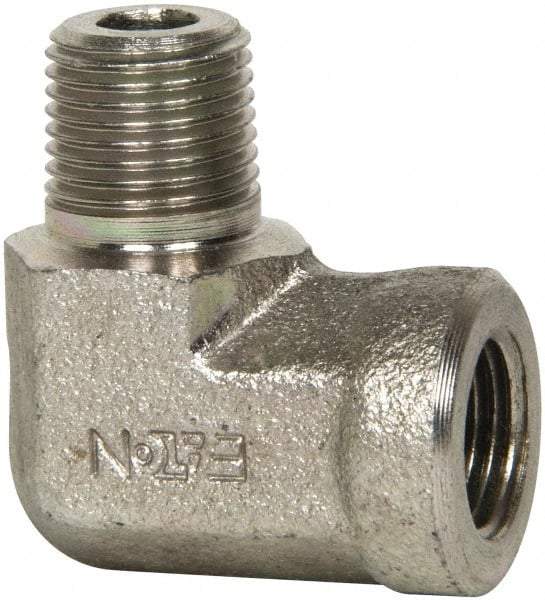 Eaton - 1/8 Male Thread x 1/8 Female Thread, Steel Industrial Pipe 90° Street Elbow - MNPT x FNPT, 5,000 psi - Industrial Tool & Supply