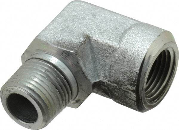 Eaton - 3/8 Male Thread x 3/8 Female Thread, Steel Industrial Pipe 90° Street Elbow - MNPT x FNPT, 5,000 psi - Industrial Tool & Supply