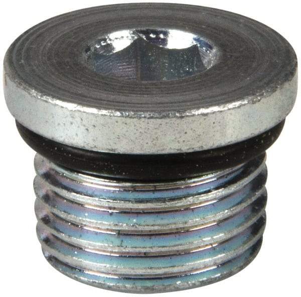Eaton - 3/8 Male Thread, Steel Industrial Pipe Hex Socket Plug - Male Straight Thread O-Ring, 6,000 psi - Industrial Tool & Supply