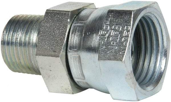 Eaton - 3/8-18 Male Thread x 1/2-14 Female Thread, Steel Industrial Pipe Adapter - MNPT x FNPSM, 2,500 psi - Industrial Tool & Supply