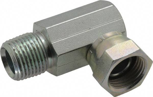Weatherhead - 1/2-14 Male Thread x 1/2-14 Female Thread, Steel Industrial Pipe 90° Elbow Adapter - FNPSM x MNPT, 2,500 psi - Industrial Tool & Supply