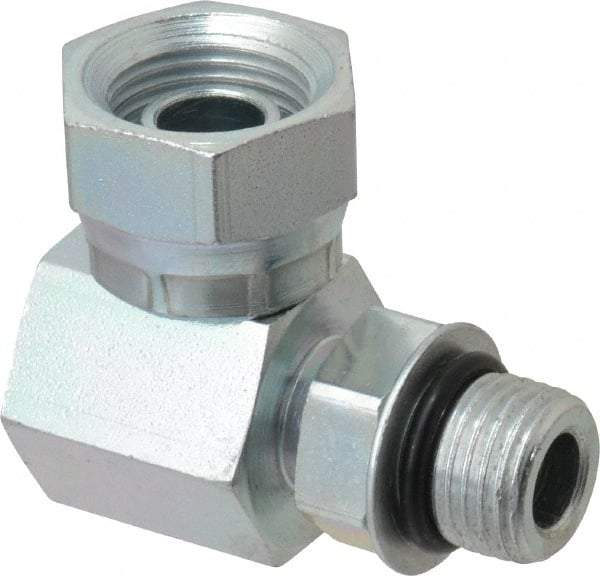 Weatherhead - 9/16-18 Male Thread x 3/8-18 Female Thread, Steel Industrial Pipe 90° Elbow Adapter - FNPSM x Male Straight Thread O-Ring, 2,500 psi - Industrial Tool & Supply