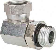 Weatherhead - 1-1/16 - 12 Male Thread x 3/4-14 Female Thread, Steel Industrial Pipe 90° Elbow Adapter - FNPSM x Male Straight Thread O-Ring, 2,500 psi - Industrial Tool & Supply