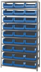 Quantum Storage - 4,275 Lb Capacity, 18" Deep x 42" Wide x 75" High, Steel Pick Rack - 27 Black Polyethylene Bins - Industrial Tool & Supply
