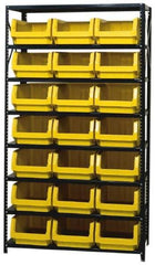 Quantum Storage - 3,325 Lb Capacity, 18" Deep x 42" Wide x 75" High, Steel Pick Rack - 21 Black Polyethylene Bins - Industrial Tool & Supply