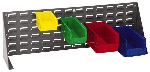 Quantum Storage - 24 Bin Bench Rack Unit with Bins - 27 Inch Overall Width x 8 Inch Overall Depth x 21 Inch Overall Height, Red Polypropylene / Polyethylene Bins - Industrial Tool & Supply