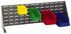 Quantum Storage - 24 Bin Bench Rack Unit with Bins - 27 Inch Overall Width x 8 Inch Overall Depth x 21 Inch Overall Height, Yellow Polypropylene / Polyethylene Bins - Industrial Tool & Supply