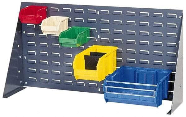 Quantum Storage - 360 Lb Capacity, 8" Deep x 27" Wide x 21" High, Steel Bench Rack - 1 Side, 12 Red Polyethylene/Polypropylene Bins, 5-1/2" Bin Width x 5" Bin Height x 10-7/8" Bin Depth - Industrial Tool & Supply