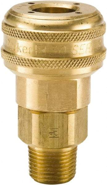 Parker - 3/8-18 Male NPTF Industrial Pneumatic Hose Coupler - Brass, 3/8" Body Diam - Industrial Tool & Supply
