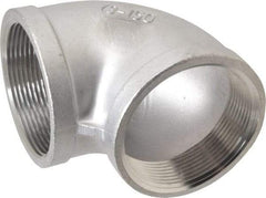 Merit Brass - 3" Grade 304 Stainless Steel Pipe 90° Elbow - FNPT x FNPT End Connections, 150 psi - Industrial Tool & Supply