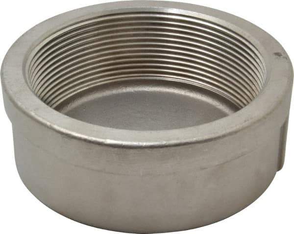 Merit Brass - 4" Grade 304 Stainless Steel Pipe End Cap - FNPT End Connections, 150 psi - Industrial Tool & Supply