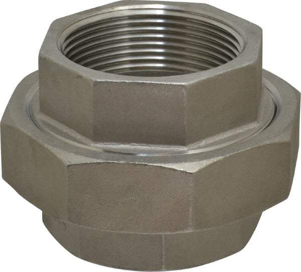 Merit Brass - 2-1/2" Grade 304 Stainless Steel Pipe Union - FNPT x FNPT End Connections, 150 psi - Industrial Tool & Supply