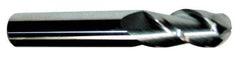 Accupro - 7/16" Diam, 3" LOC, 3 Flute Solid Carbide Ball End Mill - TiCN Finish, Single End, 6" OAL, 7/16" Shank Diam, Spiral Flute - Industrial Tool & Supply